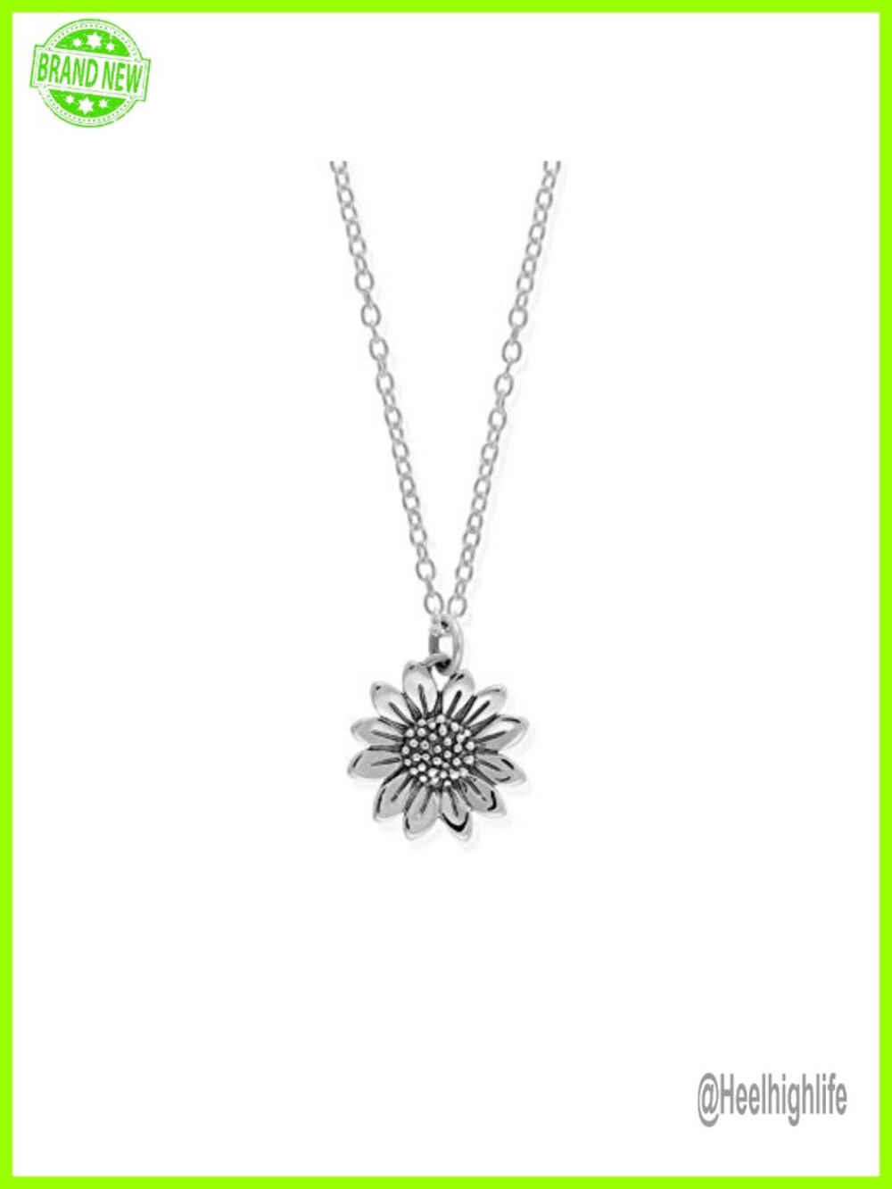 Sterling Silver Sunflower Pendant Necklace 18 Inch Chain